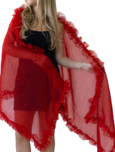 Load image into Gallery viewer, Cry Baby Hand Embroidered Silk Ruffle Shawl - FINAL SALE