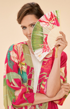 Load image into Gallery viewer, Powder Delicate Tropical in Dark Rose Kimono Gown