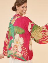 Load image into Gallery viewer, Powder Delicate Tropical in Dark Rose Kimono Jacket