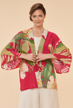 Load image into Gallery viewer, Powder Delicate Tropical in Dark Rose Kimono Jacket