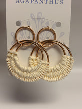 Load image into Gallery viewer, Double Gold Raffia Hoop Earrings