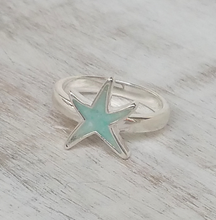 Load image into Gallery viewer, Dune Jewelry Delicate Starfish Sterling Ring - Amazonite Stone - FINAL SALE