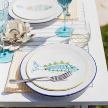 Load image into Gallery viewer, Vietri Elba's Fish Spiked Fin Salad Plate on a set table