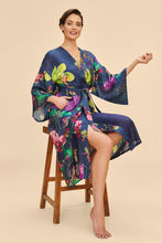 Load image into Gallery viewer, Powder Exotic Evening in Ink Kimono Gown