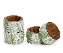 Load image into Gallery viewer, Fanciful Fern Hand-Crafted Mango Wood Napkin Ring - S/4