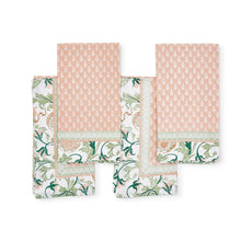 Load image into Gallery viewer, four pink green and white napkins