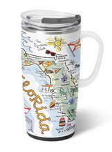 Load image into Gallery viewer, Swig Florida Travel Mug with illustration of a map of Florida