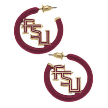 Load image into Gallery viewer, gold and crimson FSU earrings