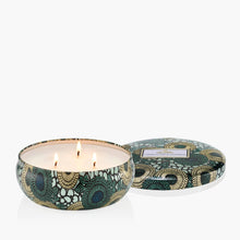 Load image into Gallery viewer, Voluspa French Cade & Lavender 3 Wick Tin Candle with three wicks lit
