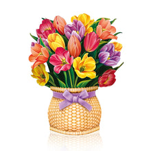 Load image into Gallery viewer, FreshCut Paper Mini Festive Tulips Pop-Up Greeting Card