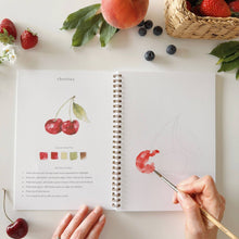 Load image into Gallery viewer, person painting cherries in the Fruit Watercolor Workbook