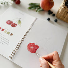 Load image into Gallery viewer, person painting cherries in the Fruit Watercolor Workbook