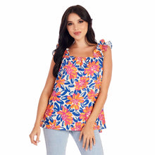 Load image into Gallery viewer, woman in flower print and ruffle strap sleeves