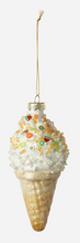 Load image into Gallery viewer, Glass Ice Cream Cone Ornament with cream cone