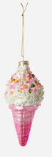 Load image into Gallery viewer, Glass Ice Cream Cone Ornament with pink cone
