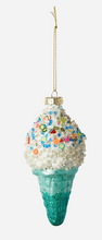 Load image into Gallery viewer, Glass Ice Cream Cone Ornament with teal cone