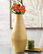 Load image into Gallery viewer, Gold Metal Decorative Tray with vase