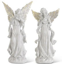 Load image into Gallery viewer, Gray Resin Angel w/ Gold Leaf Wings