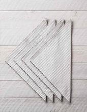 Load image into Gallery viewer, Gray Stripe Pom Cloth Napkin Set of 4