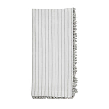 Load image into Gallery viewer, Gray Stripe Pom Cloth Napkin Set of 4