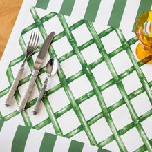 Load image into Gallery viewer, Green Lattice Placemat on a table with flatware