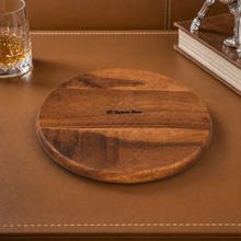 Load image into Gallery viewer, Vagabond House Cheese Board showing the brand on the bottom on the board