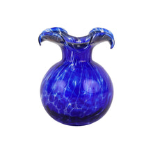 Load image into Gallery viewer, Vietri Hibiscus Glass Cobalt Tortoiseshell Bud Vase on a white background