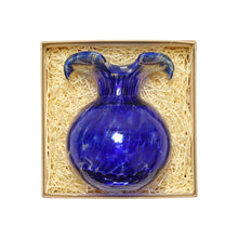 Load image into Gallery viewer, Vietri Hibiscus Glass Cobalt Tortoiseshell Bud Vase in a gift box