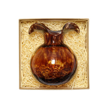 Load image into Gallery viewer, Vietri Hibiscus Glass Brown Tortoiseshell Bud Vase in the gift box
