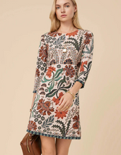 Load image into Gallery viewer, Island Fringe Dress Serpentine Floral Cream