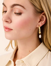 Load image into Gallery viewer, person wearing a Spartina 449 Tumbled Hoop Earrings Pearl