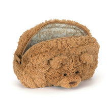 Load image into Gallery viewer, Jellycat Bartholomew Bear Pouch with the zipper open showing the interior of the pouch