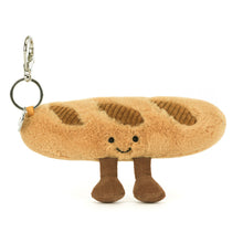 Load image into Gallery viewer, Front view of the Jellycat Amuseables Baguette Bag Charm