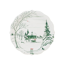 Load image into Gallery viewer, white plate with winter scene on people in a horse drawn sled