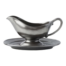 Load image into Gallery viewer, Juliska Pewter Stoneware Sauce Boat and Stand - FINAL SALE