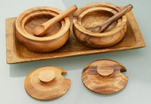 Load image into Gallery viewer, Pacific Merchants Acacia Wood Condiment Set, Tray, two bowls, two lids, two spoon