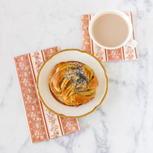 Load image into Gallery viewer, Hester & Cook Pumpkin Burleigh Stripe Paper Napkins used for tea and sweets
