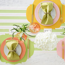 Load image into Gallery viewer, Die-cut Bright Green French Frame Placemat on a table for two