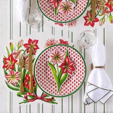 Load image into Gallery viewer, Die Cut Amaryllis Placemat on a table with other green and red items