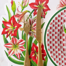 Load image into Gallery viewer, Hester & Cook Die Cut Amaryllis Placemat and gold flatware