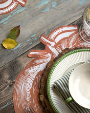 Load image into Gallery viewer, close up of Hester & Cook Die-cut Pumpkin Placemat on a holiday table