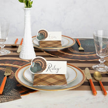 Load image into Gallery viewer, place card with large turkey image on a table decorated with fall decor