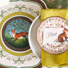 Load image into Gallery viewer, close up of Hester & Cook Die-cut Fanciful Fox China Placemat and other fox items