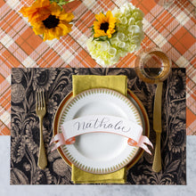 Load image into Gallery viewer, Hester & Cook Classic Orange Banner Table Accent on a table with the name Nathalie