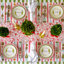 Load image into Gallery viewer, Hester & Cook Red and white Regal Peacock Runner with four place settings and other rifle paper products