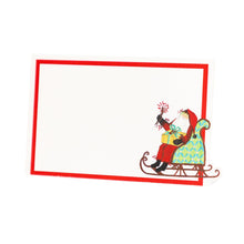 Load image into Gallery viewer, white place card with red border and Old St Nick Santa on the lover right corner