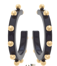 Load image into Gallery viewer, Kelley Studded Metal And Resin Hoop Earrings