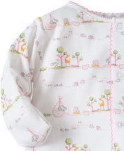 Load image into Gallery viewer, Close up of sleeves and pink Noah’s animals and boat