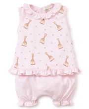 Load image into Gallery viewer, Sleeveless top with a giraffe print and pink diaper covers