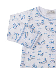 Load image into Gallery viewer, close up of sleeves with blue whales